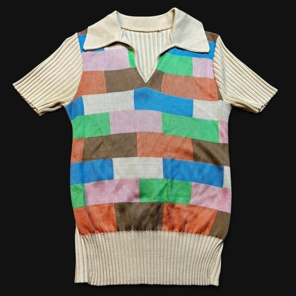 Vintage 70s international ladies garment workers union multicolor shirt size XS